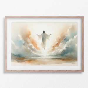 Jesus Ascends Into Heaven | Digital Download | Jesus Art, Bible Wall Art, Christian Faith, Oil Painting #256