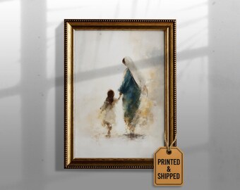 Virgin Mary Motherhood Art | Madonna and Child Painting | Blessed Mother Wall Decor | Catholic Nursery Print | Spiritual Mother's Gift 563