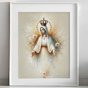 Heavenly Grace, Virgin Mary | Mother Mary Painting | Catholic Wall Art Print | Lady of Grace | DIGITAL DOWNLOAD #310