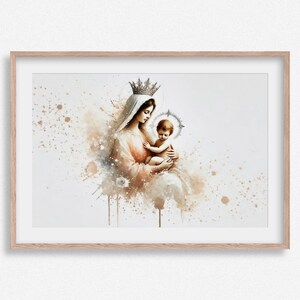 Mother&#39;s Love: The Madonna and Child, Our Lady, Mother Mary Painting, Catholic Art, Lady of Grace, DIGITAL DOWNLOAD #325