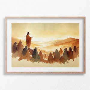 The Sermon on the Mount - Wall Art Poster Holy Bible Art Birthday Gift Watercolor Christian Print Trendy Living Room Home Decor Digital #213
