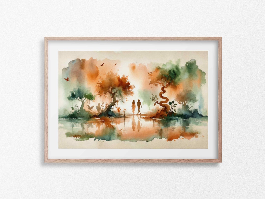 Adam and Eve in the Garden of Eden Bible Art Jesus Art Bible Wall Art ...