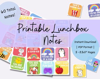Lunch Box Notes | Affirmation Cards for Kids | Back to School Lunchbox Notes | Printable Encouragement Cards for Kids | Positive Affirmation