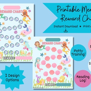 Mermaid Reward Chart Kids | Behavior Chart for Kids | Reward Chart | Printable Reward Charts | Chore Chart for Kids | Kids Sticker Chart