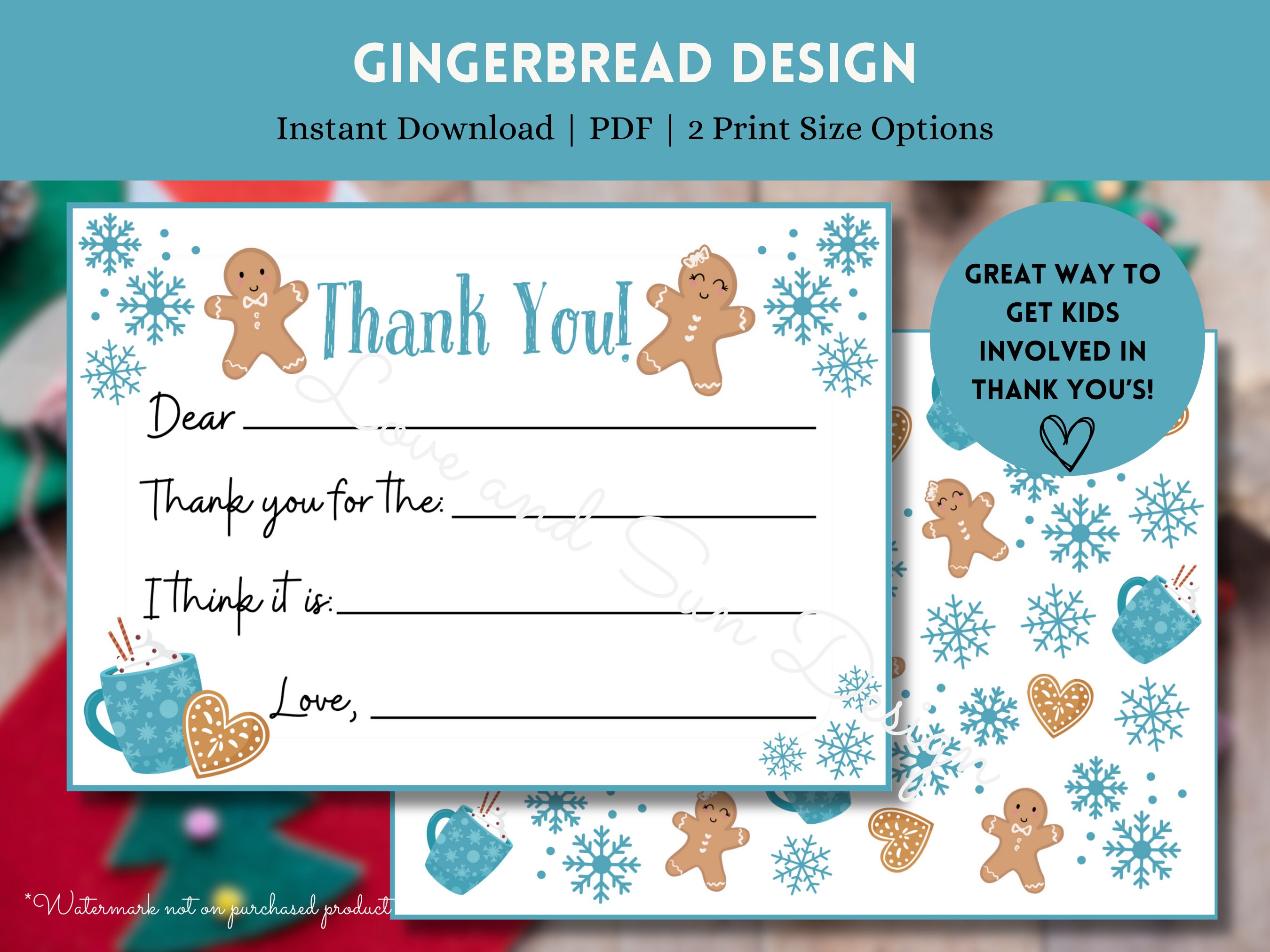 Kids Fill in Thank You Notes BUNDLE Kids Christmas Thank You Cards ...