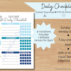 Printable Editable Before School After School Checklist | Kids Daily Checklist | Daily Routine Chart for Kids | Daily Responsibility Chart