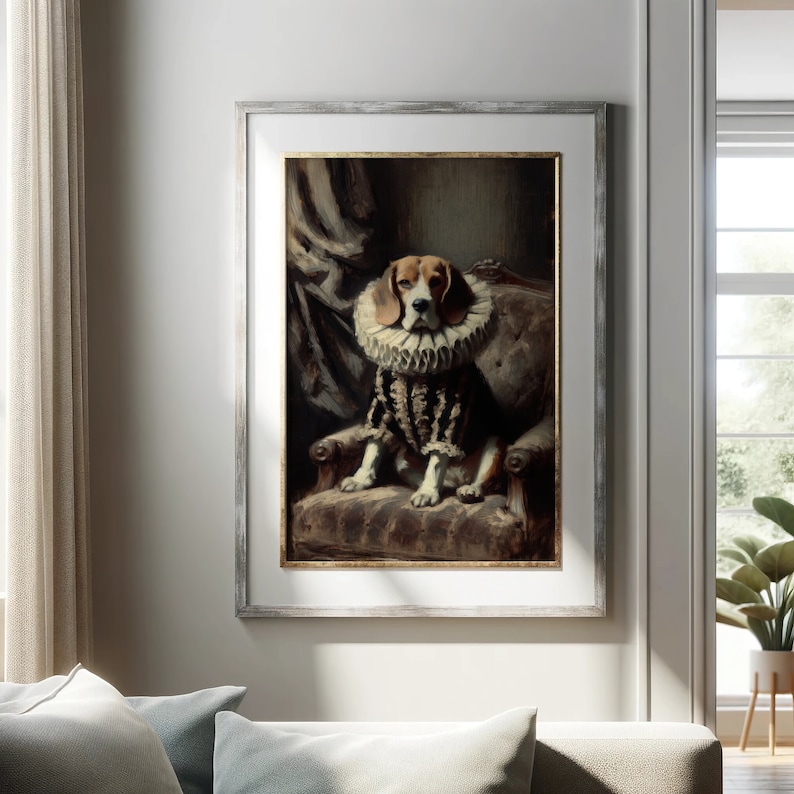 Beagle Royal Portrait PRINTABLE Wall Art Renaissance Portrait Dog Royal Portrait image 2