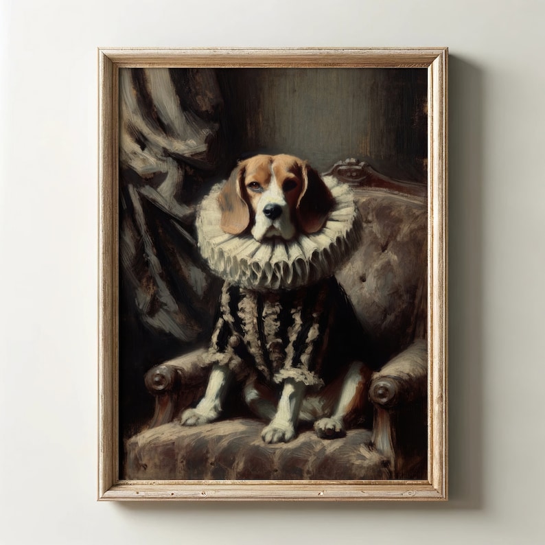 Beagle Royal Portrait PRINTABLE Wall Art Renaissance Portrait Dog Royal Portrait image 1