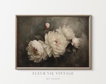 Tree Peony Floral Still Life Painting: Muted Color Printable Wall Art & Digital Download