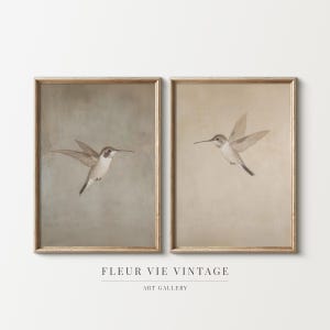 Hummingbird Paintings Set of 2 Wall Art: Printable Birds Art Digital Download