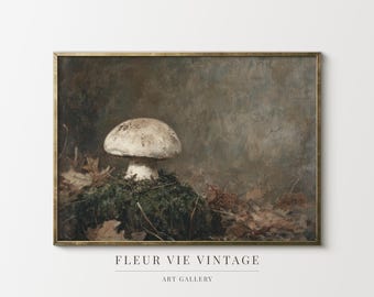 Vintage Autumn Mushroom Oil Painting Printable Wall Art