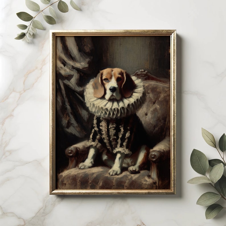 Beagle Royal Portrait PRINTABLE Wall Art Renaissance Portrait Dog Royal Portrait image 3