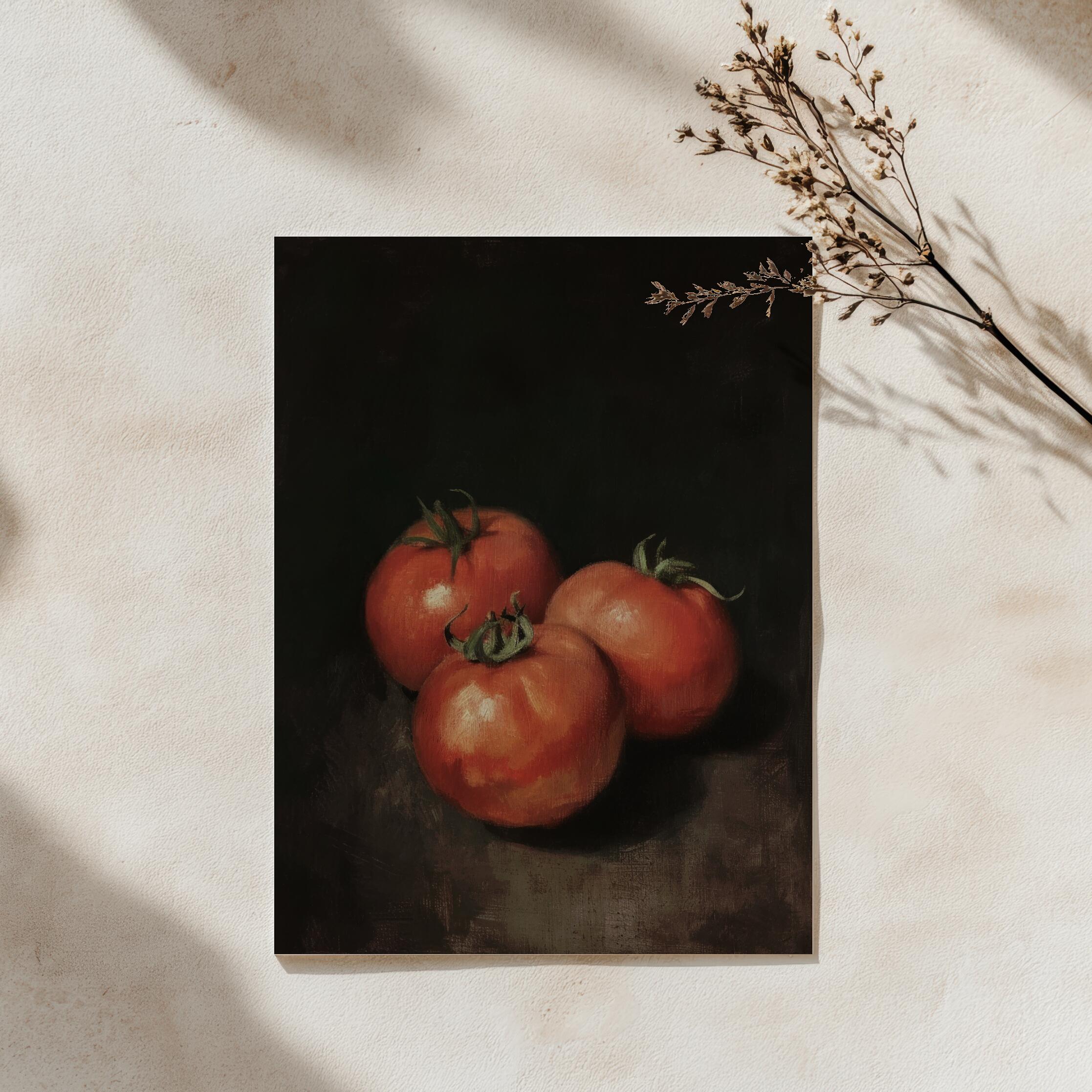 Rustic Tomato Still Life Oil Painting: Modern Kitchen Art (digital ...