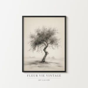 Elegante Olivenbaum Kohle Skizze : Druckbare Wandkunst, digitaler Download Linie Zeichnung Poster