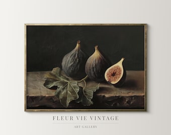 Elegant Fig Still Life: Vintage Botanical Art Print (Digital Download)