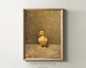 Duckling Oil Painting | PRINTABLE Wall Art | Easter Duckling | Muted Colors