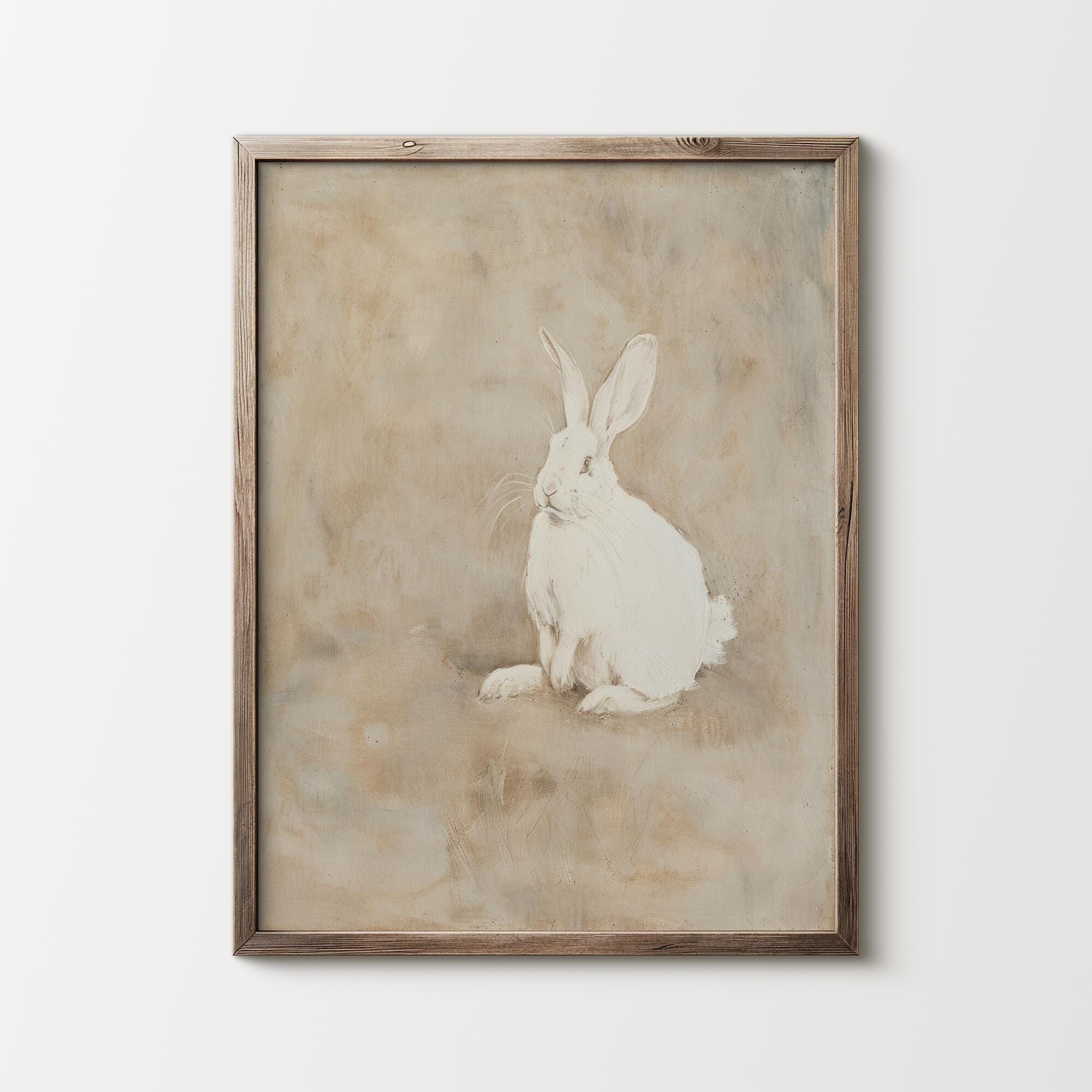 Muted Rabbit Muted Rabbit Oil Painting: Printable Wall Art, Digital Download, Modern ...