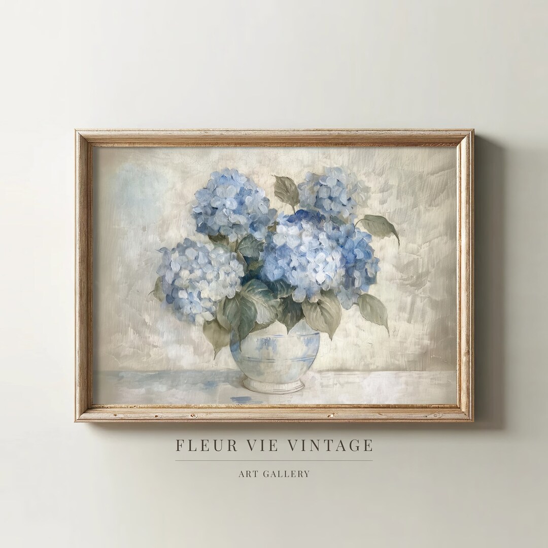 Blue Hydrangea PRINTABLE Wall Art Hydrangea Painting Flower Printable ...