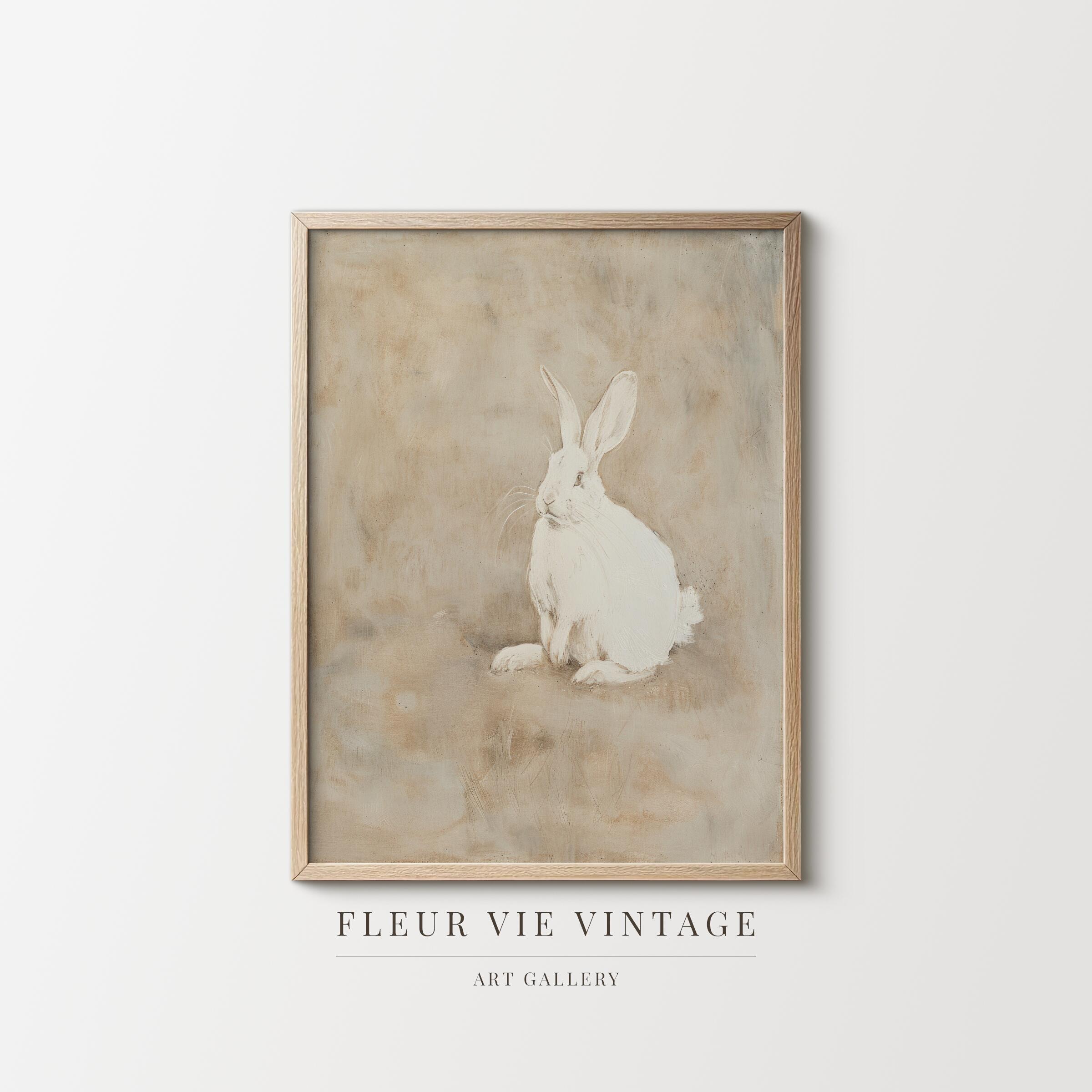 Muted Rabbit Muted Rabbit Oil Painting: Printable Wall Art, Digital Download, Modern ...
