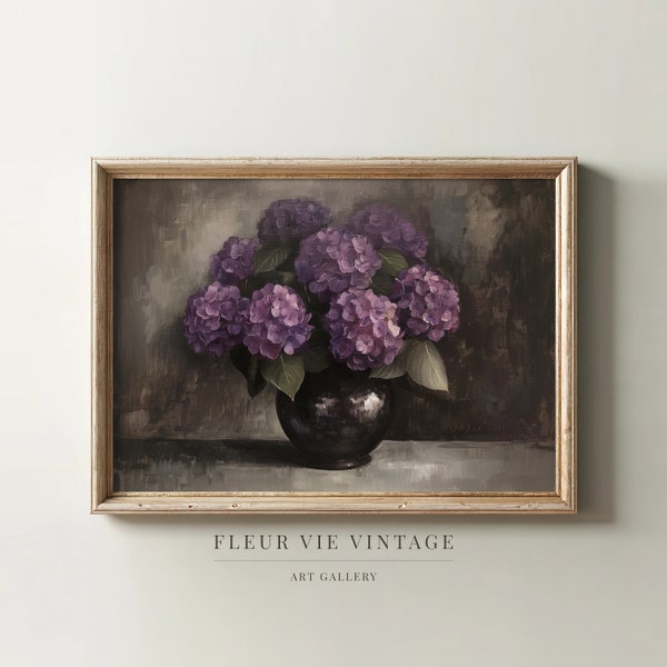 Purple Hydrangea | PRINTABLE Wall Art | Hydrangea Print | Floral Still Life | Muted Colors