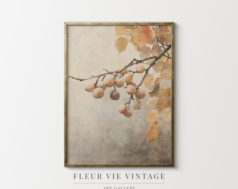 Vintage Autumn Berries Botanical Illustration: Printable Wall Art Decor Poster for Rustic Farmhouse