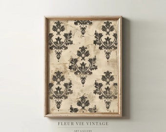 Abstract Floral Pattern | PRINTABLE Wall Art | Damask Pattern | Moody Floral Print | Muted Colors