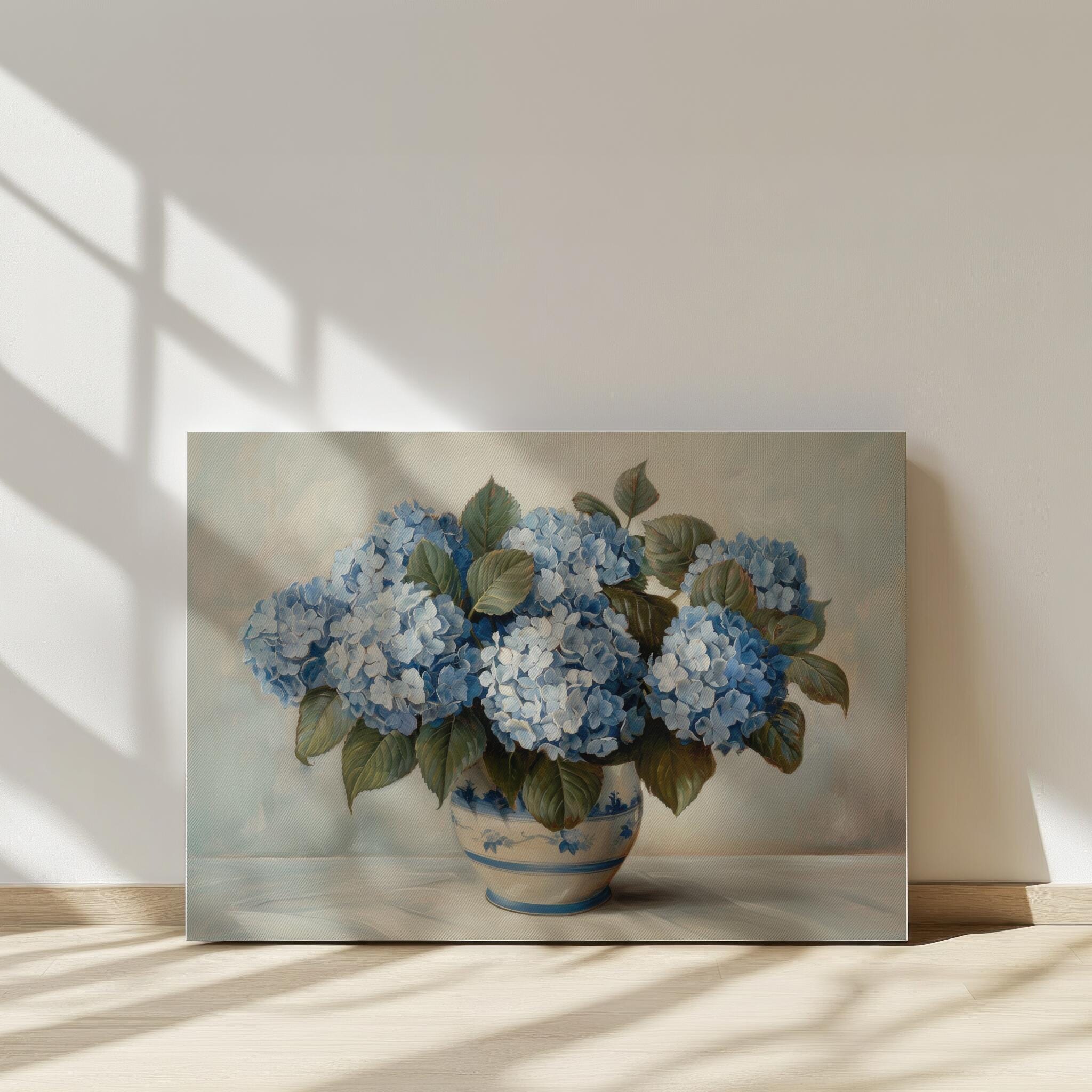 Muted Blue Hydrangea Floral Still Life Printable Wall Art | Digital ...