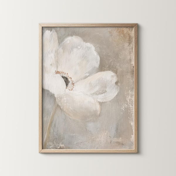 Muted Anemone Floral Painting: Rustic Wall Art (Digital Download)