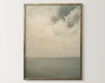 Serene Autumn Sky Wall Art: Rustic Farmhouse Landscape Print for Peaceful Interiors