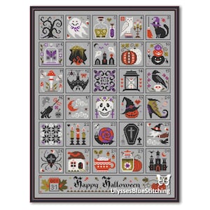 Halloween Advent Calendar, Halloween Pattern Cross Stitch PDF, Happy Halloween Calendar pdf, a gift for Halloween, a gift for an embroideres