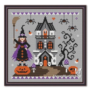 Halloween Witch Cross Stitch Pattern: Spooky Sampler a Gift for Halloween (PDF)