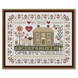Home Sheep Cross Stitch Pattern: Country Sampler (PDF Pattern)