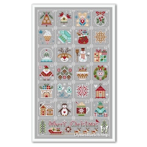 Christmas Advent Calendar, Merry Christmas Pattern Cross Stitch PDF, a gift for Christmas, a gift for an embroideress