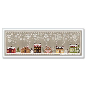 Winter Village Cross Stitch Sampler, Merry Christmas House Pattern PDF, A gift for an embroideress, a gift for Christmas