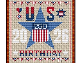 Korsstygnsmönster för amerikansk födelsedag 250 år: Patriotiskt exempel på självständighetsdagen, 4 juli (PDF)