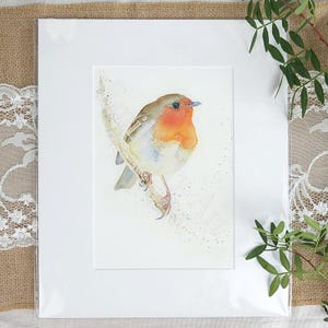 Rotkehlchen | Giclee Kunstdruck | Rotkehlchen Vogel Aquarell | Wandkunst | Geschenk | Minimalistische Wohnkultur