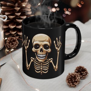 11oz spooky skeleton Halloween Mug, coffee cup gift for boyfriend coworker thanksgiving