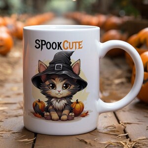 Spooky Cute 11oz coffee Halloween theme, thanksgiving gift cup, cute kitty cat