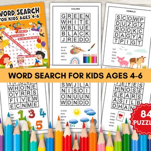 Word Search for Kids Ages 4-6 | Easy Printable Puzzle Book | Fun Learning Activity Worksheets