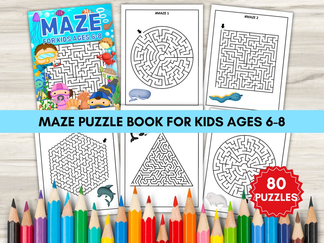 Maze Activity Book for Kids Ages 6-8 | Printable Brain Games Puzzles ...