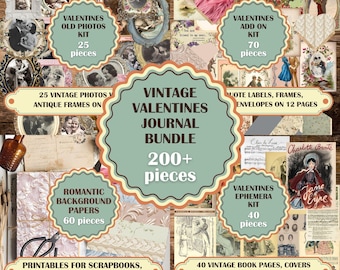 Valentines Junk Journal Kit: 200+ Romantic Ephemera (Digital Download)