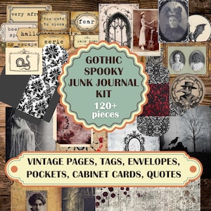 Gothic Halloween Junk Journal Kit: Creepy Ephemera, Cabinet Cards ...