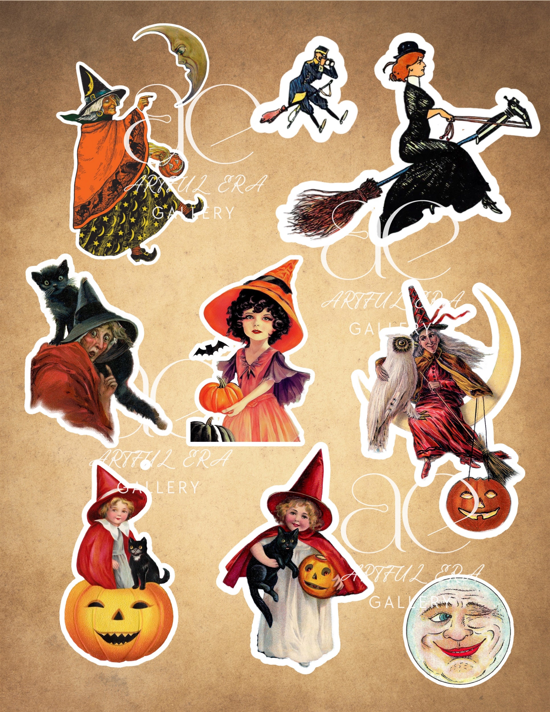 25 Pieces Vintage Halloween Digital Printable Stickers - Etsy