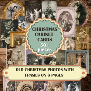 Weihnachtsschrank Karten mit alten Rahmen, druckbare vintage Weihnachtskinder Fotos, alte Weihnachtsfotos, alte Fotos von Mädchen, Ephemera für junkjournals