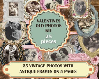 Valentines Vintage Couple Photos with Antique Frames (Digital Download)