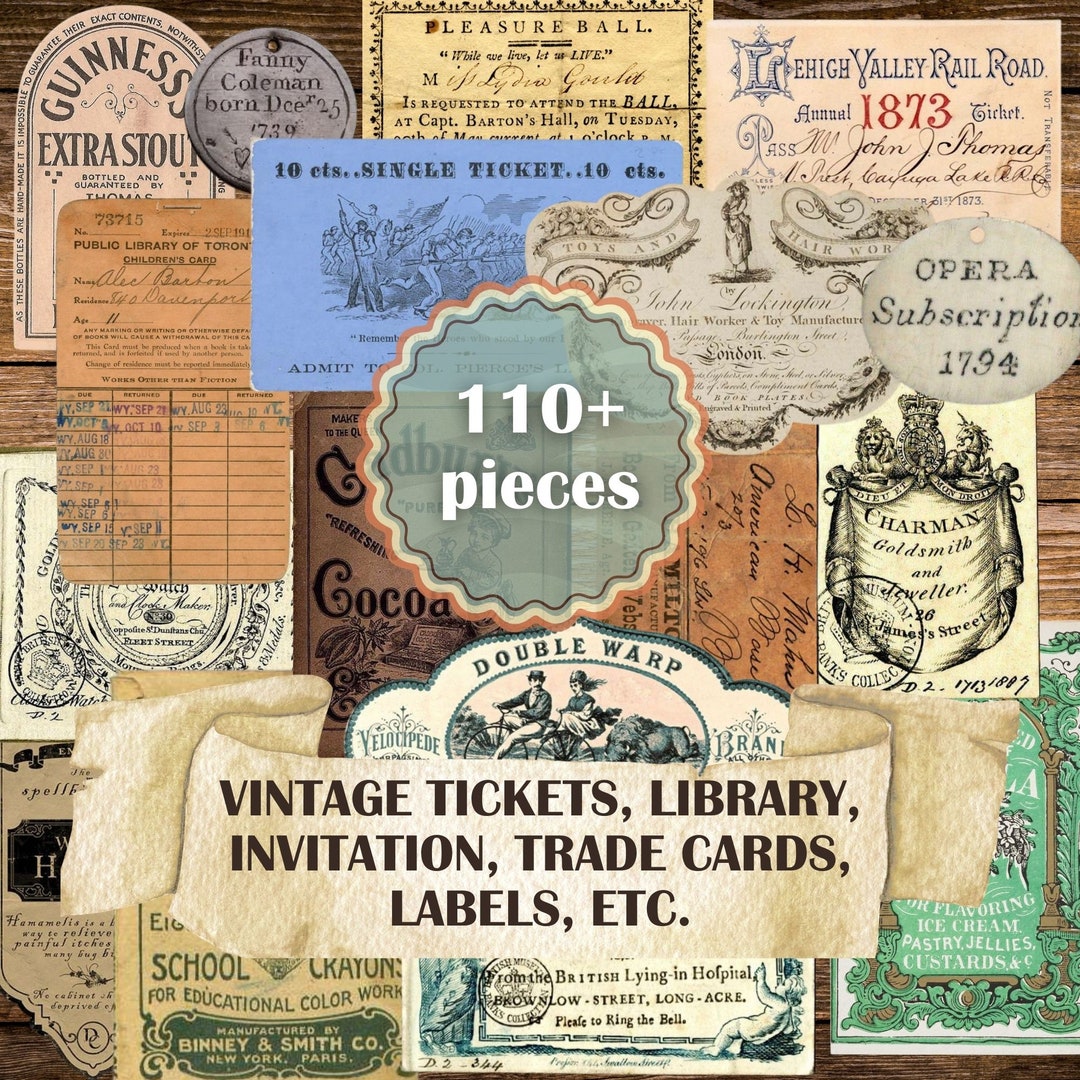 Vintage Ephemera Collage Sheets: Junk Journal Embellishments (digital ...
