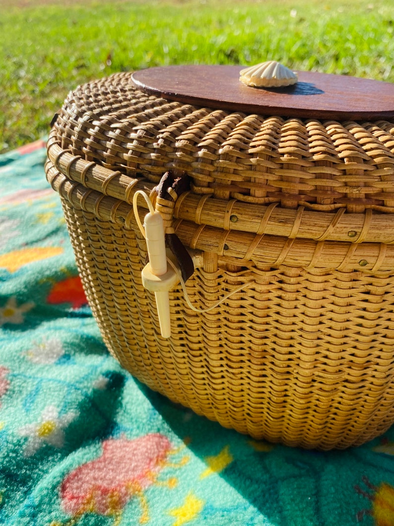 Vtg Barlow Nantucket Seashell Handbag Basket Signed Barlow Etsy