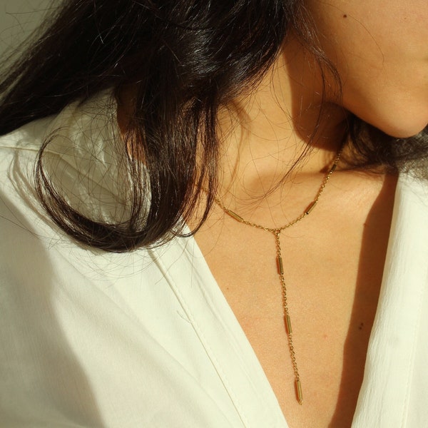 Long collier en or, collier en Y, collier lariat, collier minimaliste et simple, cadeau pour elle, collier délicat, bijoux uniques