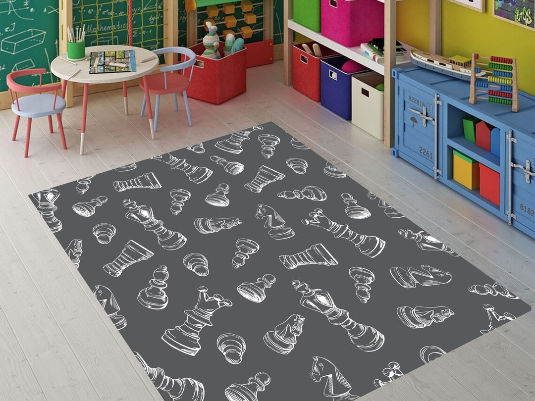 Chess Rug Chess Set Rug Game Room Rug Kids Room Rug Gift - Etsy