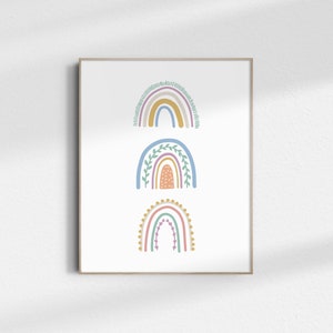 Girls Room, Nursery, Playroom | Boho Rainbow Wall Art | Printable Instant Digital Download